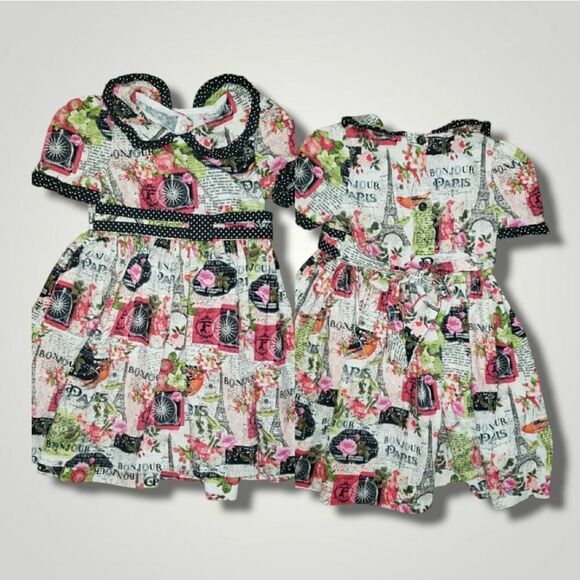 Toddler Handmade Paris themed Embroidered flowy Boho Style 3t - Picture 4 of 10